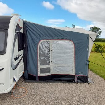 Vango Riviera 420 all weather air awning. 2 years old comes with draft skirt, pump, sky hook system, shoe storage. Clean no rips or leaks, you can add an annex for additional sleeping or storage space. Purchase of a full awning forces sale.