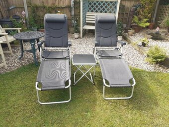 2  Isabella Thor Reclining Chairs, foot stools, coffee table, head rests. This is a less than half price offer as we are no longer caravanning